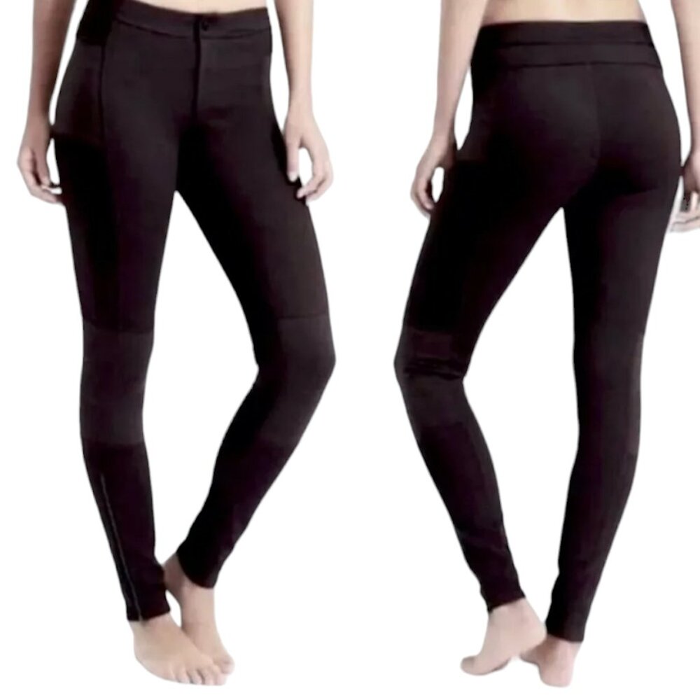 ATHLETA Trailsetter Ponte Leggings, Black Athleisure Athletic Fitted Stretchy, 4